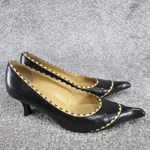 Chanel Heels Womens Size 36.5 Eu 6 Us Black Leather Point Toe Vintage